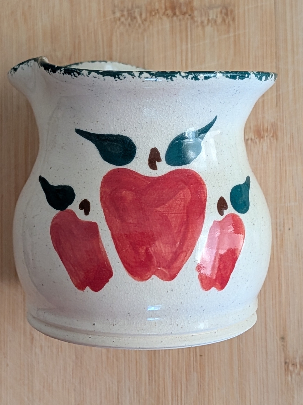 Hand-Painted Country Apple Ceramic Creamer Pitcher Vase Three Rivers Pottery 90s
